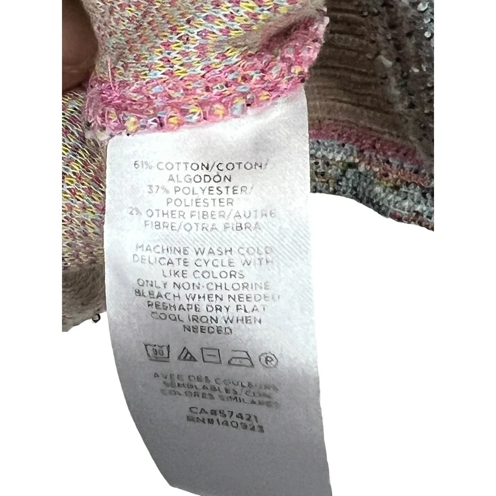 LOFT Women's Tweed Top Multicolor Puff Sleeve Knit - XL